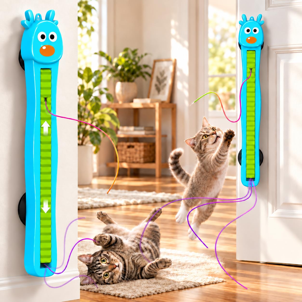 Interactive Cat Toy for Indoor Cats: Door-Mounted Automatic Moving Enrichment Cat Toy with Adjustable Motion Modes, Rechargeable Electric for Kittens & Bored Adult Cats, Hands-Free Pet Play Accessory