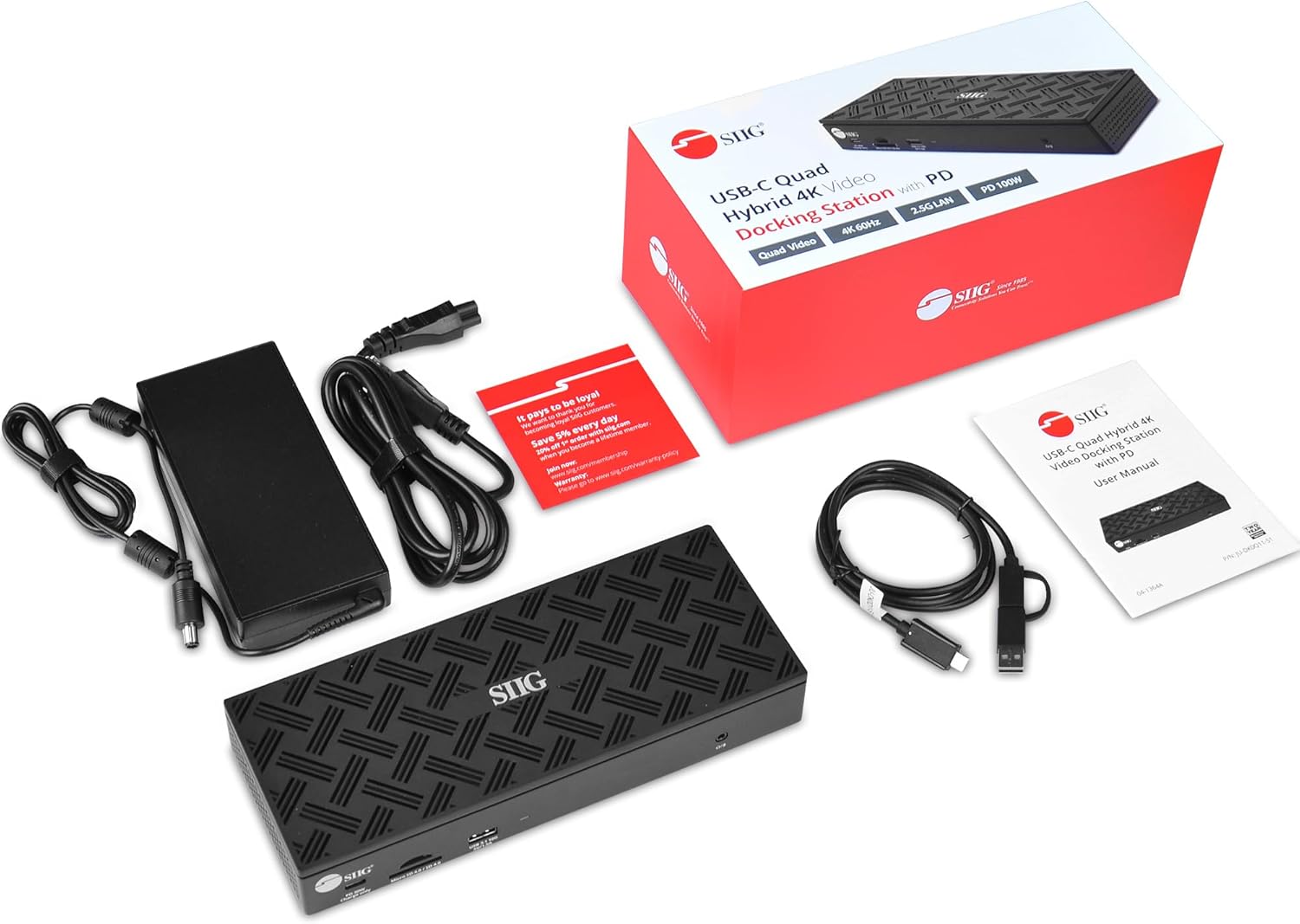 SIIG USB-C Quad 4K 60Hz Docking Station with 100W PD - Quad 4K@60Hz Monitor Laptop Dock - DisplayLink - 4 HDMI 4 DisplayPort, 4X USB-A, 2X USB-C, Thunderbolt 3 Compatible, 2.5 Gigabit Ethernet Quad 4K Display image 9 of 9 B09YHG66LH