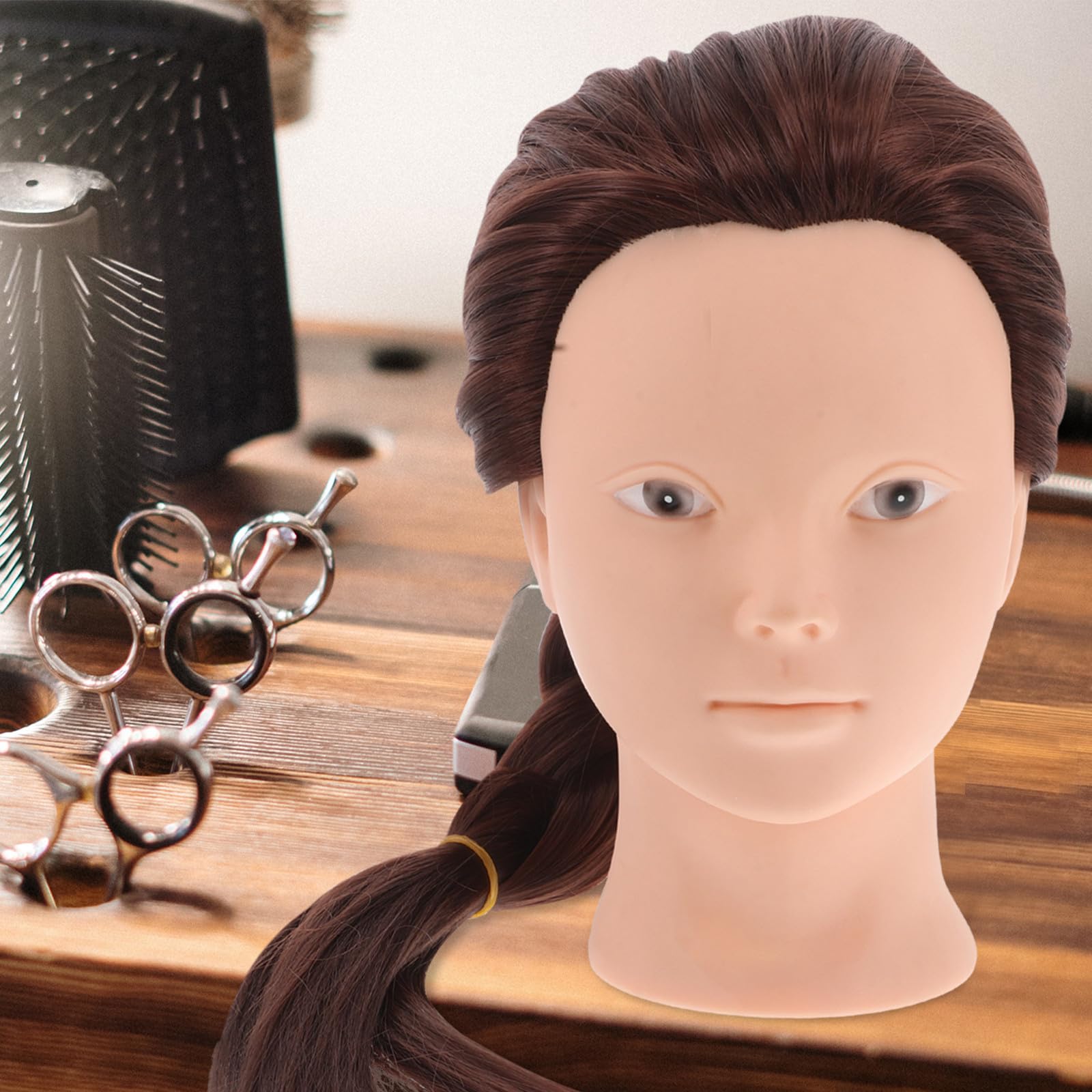 jojofuny Übungskopf Echthaar Hitzebeständig für Flechten Hochsteckfrisuren Friseurausbildung Make Up Training Salon Trainingskopf