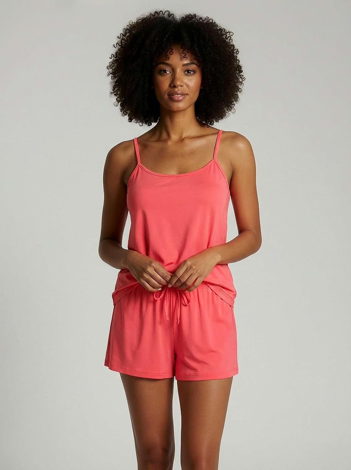 Real Essentials 3 Pack: Women's Super Soft Pajama Set - Cute Cami Lounge Short and Top PJs Set (Available in Plus Size) - Image 2