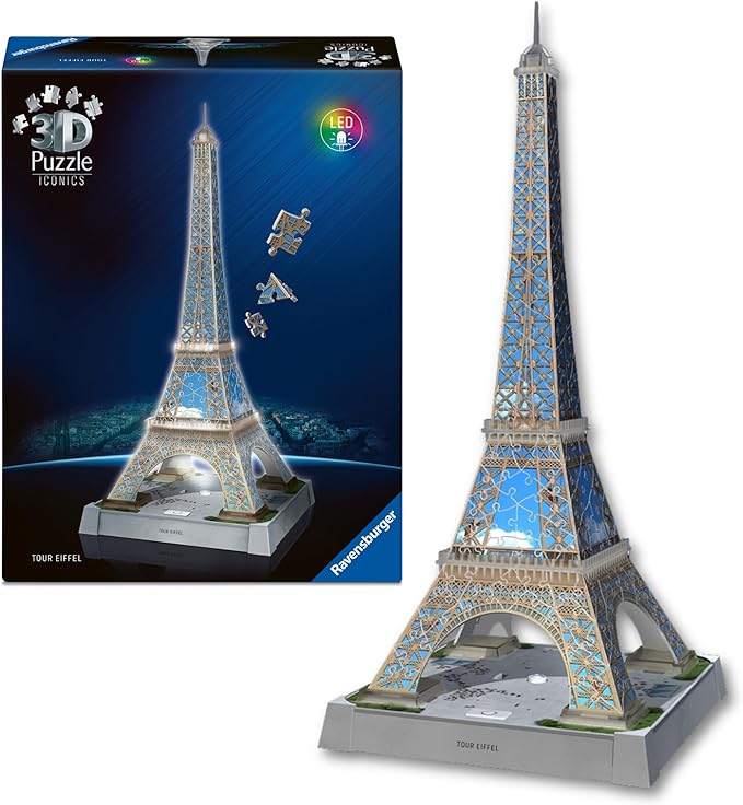 Ravensburger - Puzzle 3D Adultos Iconics: Torre Eiffel Led | Puzzles 3D para Adulto | Maquetas para Montar De 216 Piezas | Regalo Adulto | Idea Regalo