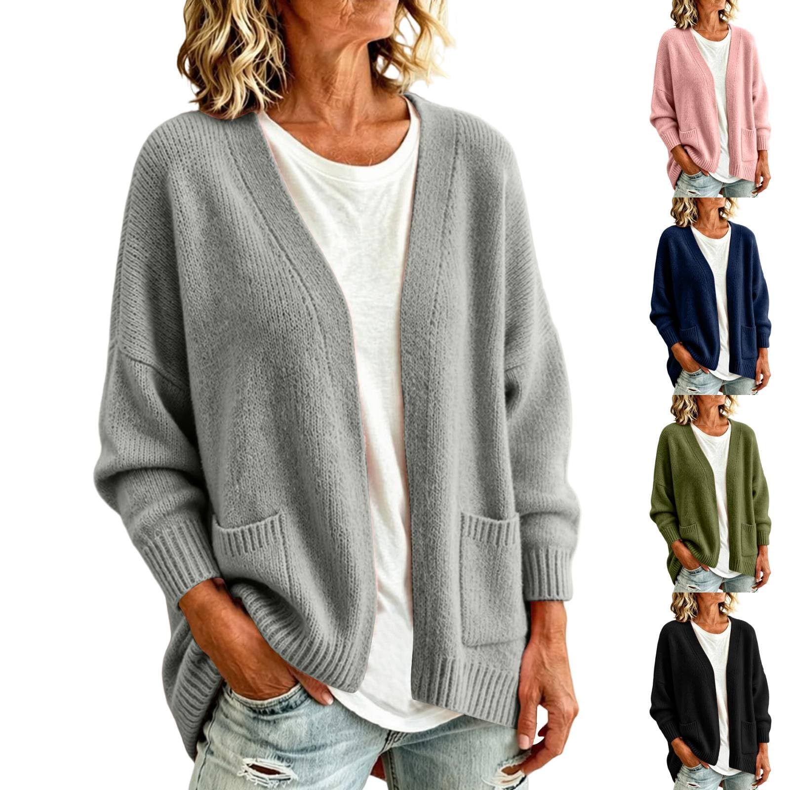 Generisch Cardigan corto da donna, lavorato a maglia, leggero
