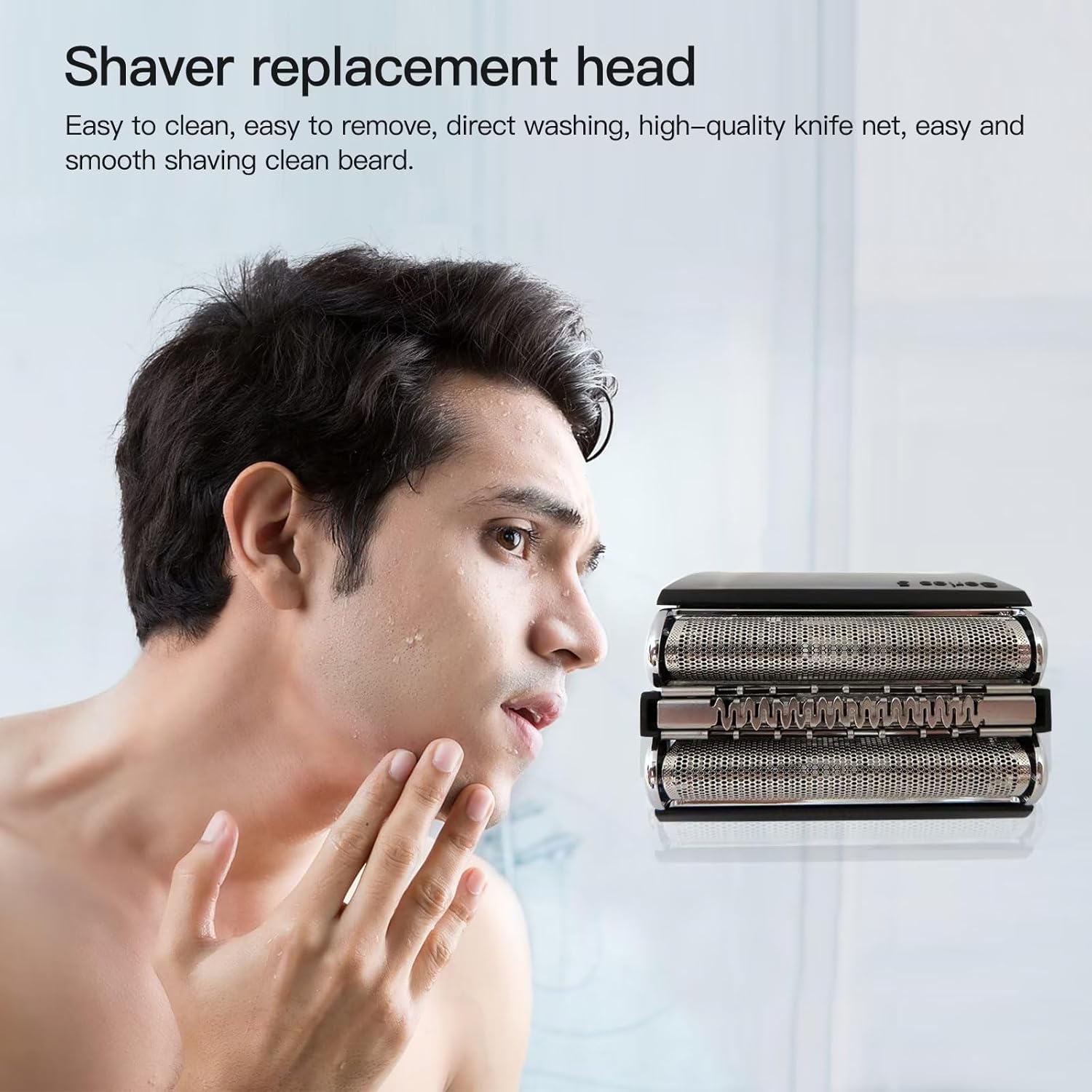 Man using shaver with replacement head