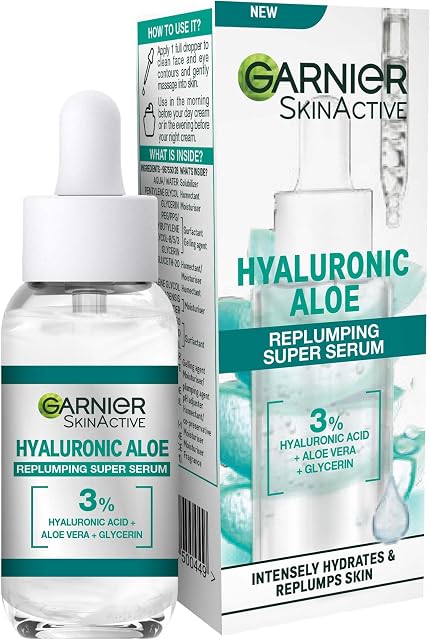 Garnier SkinActive Hyaluronic Aloe Super Serum, Replumps & Hydrates Skin Up to 10 Layers Deep, With 3% Hyaluronic Acid Aloe Vera & Glycerin, 30ml