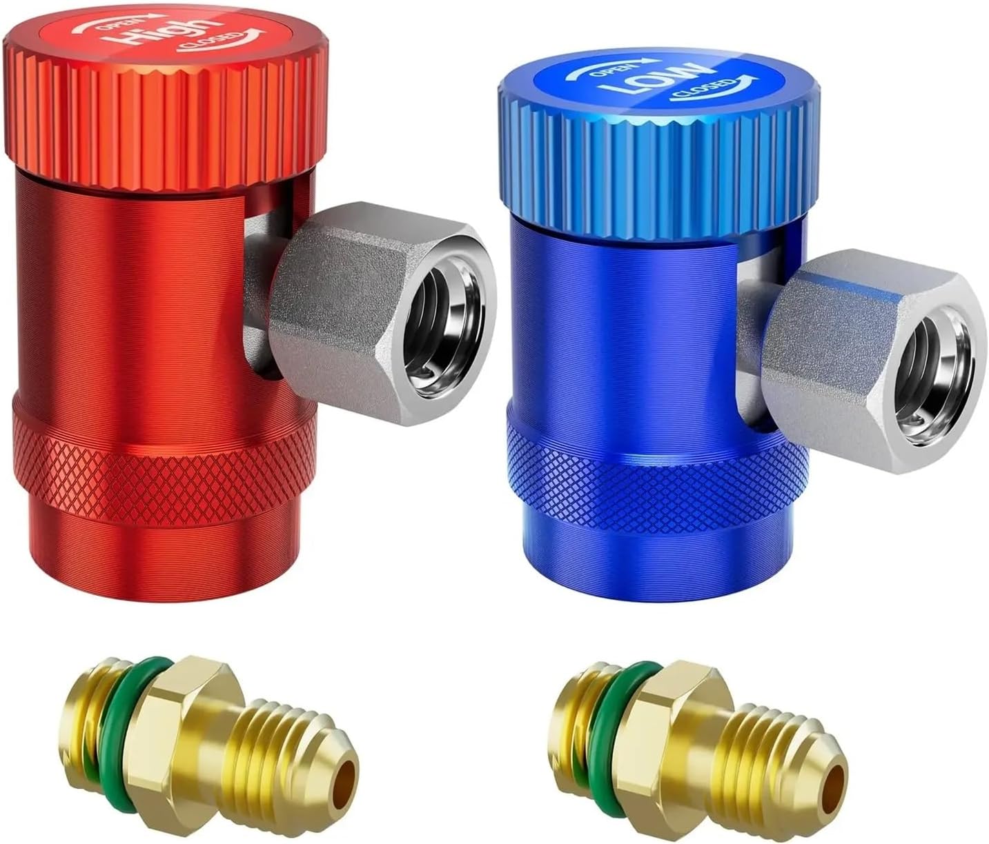 R134A/R1234YF H/L Auto Car Quick Coupler Connector Brass Adapters Air Conditioning Refrigerant Adjustable Charging Apdater Tool(R1234yf adjustable)