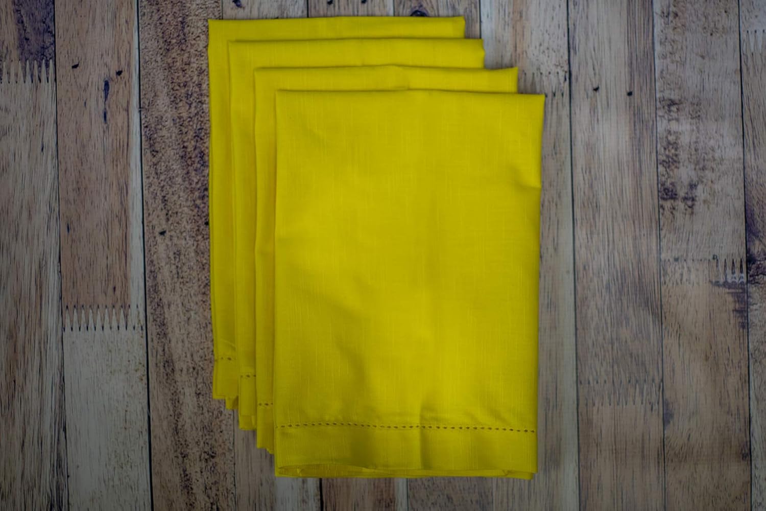 Yellow Hemstitch Dinner Napkins 1 Dozen