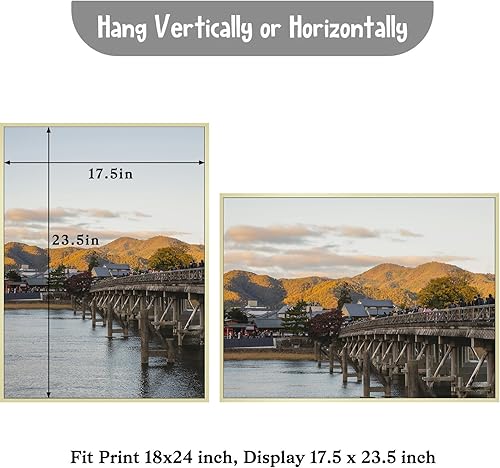 Vista 29 de Frametory, Marco de fotos de aluminio de 18 x 24 pulgadas, parte delantera de cristal real, para fotos de 18 x 24 pulgadas, para pared, marco