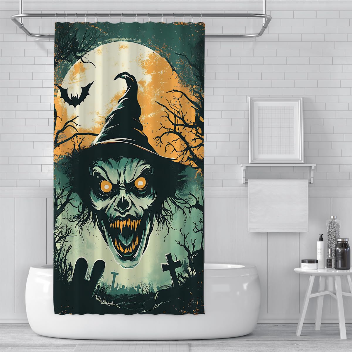 Scary Halloween Duschvorhang Horror Witch Badezimmer Deko 150x180cm