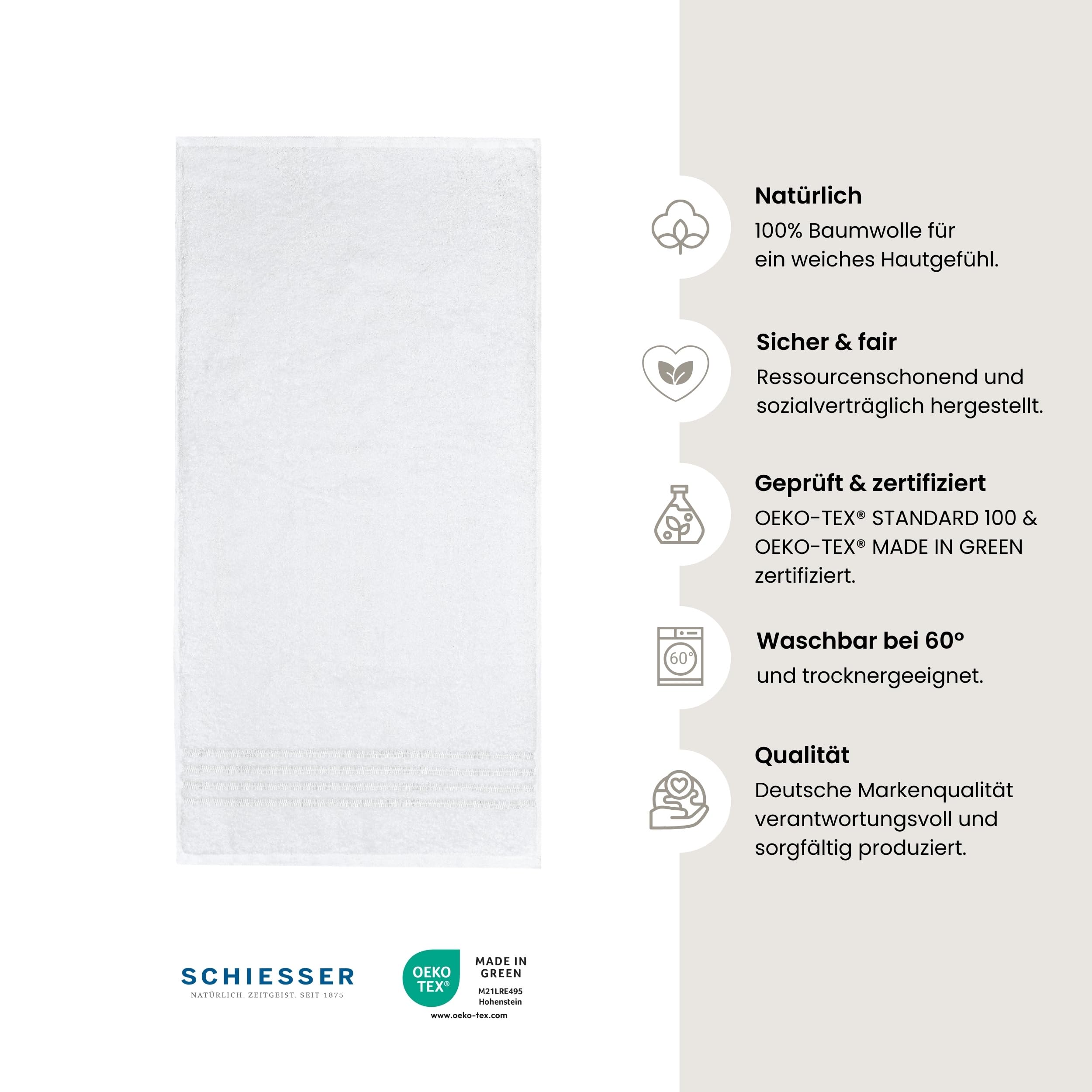 Schiesser Handtuch | 4er Set | 100% Baumwolle | Weiß | Hoch-Tief-Optik
