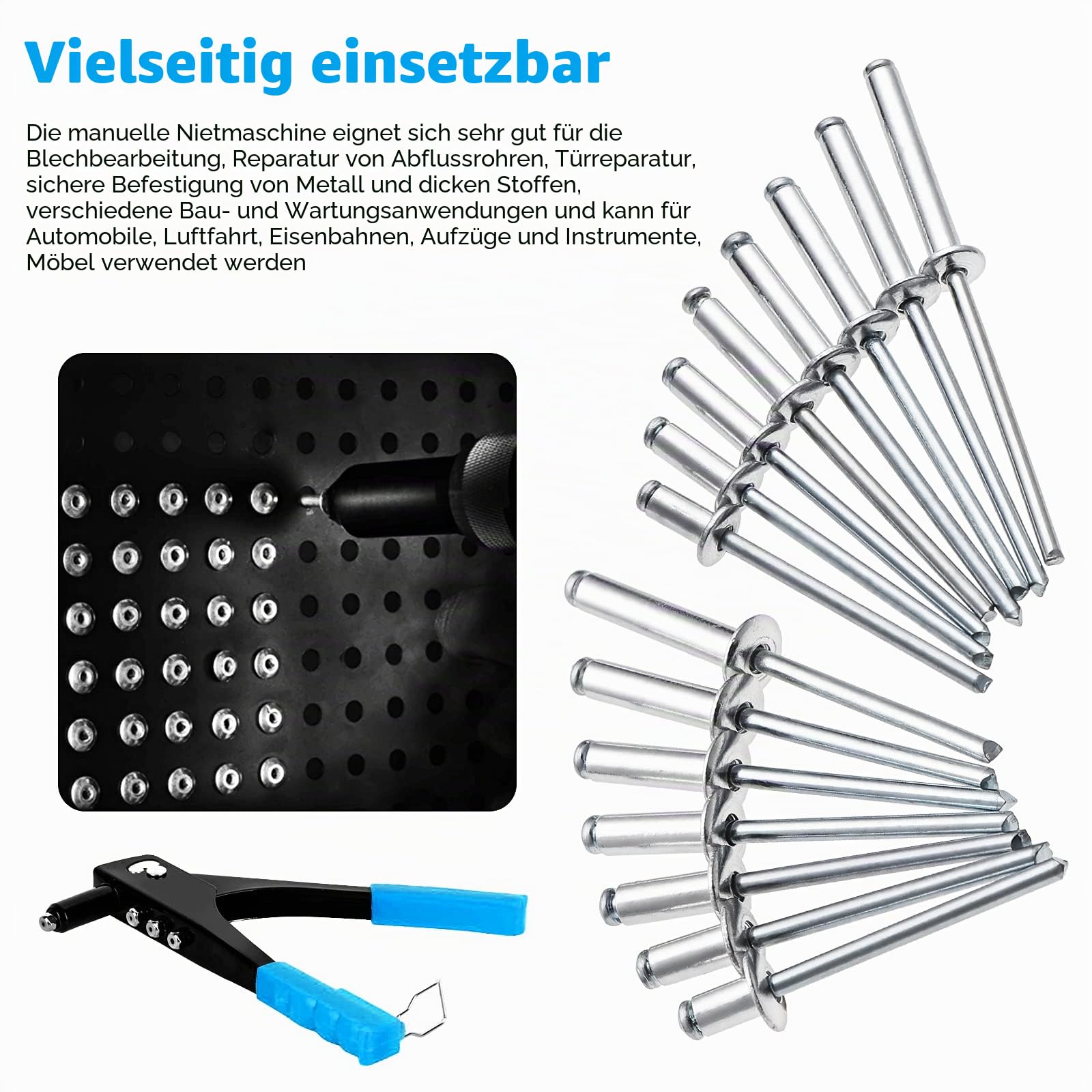Gueenky 1110 Stück Aluminium Nieten 3,2/4/4,8 mm, 20 Größen Blindnieten Set Popnieten Sortiment mit Aufbewahrungsbox für Metall Holz Kunststoff
