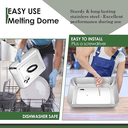 Miniatura 7 de Joyfair 2 cúpulas de fusión de quesos con ventilación ajustable, cubiertas rectangulares de acero inoxidable para parrillas planas para