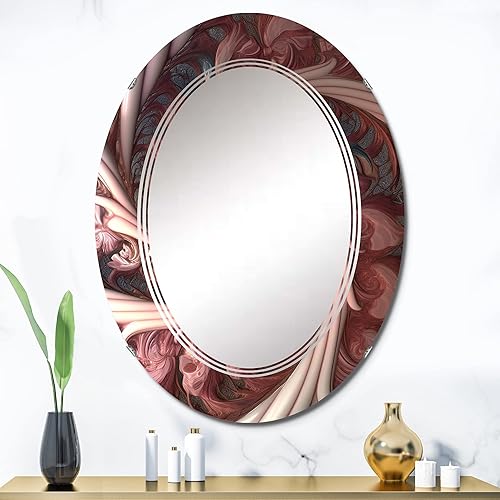 Miniatura 10 de DesignQ Pink Fractal Emanation II - Espejo de tocador, espejos de baño, espejos de pared para sala de estar, dormitorio, espejo ovalado, grande, 20