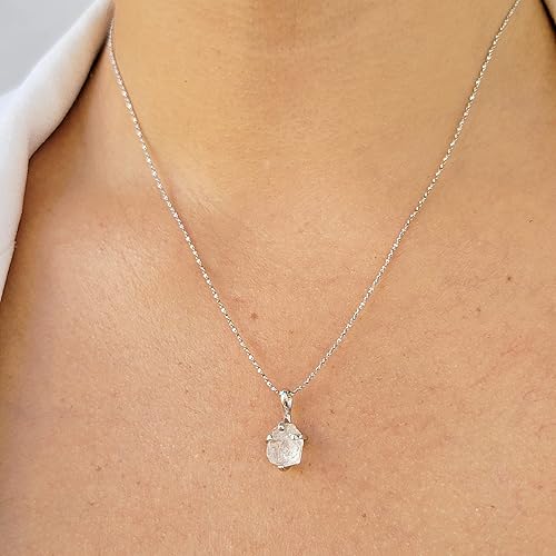 Miniatura 33 de Natural raw smoky quartz pendant chain necklace with white gold over 925 solid sterling silver, birthstone dainty solitaire gift for her, uniquelan