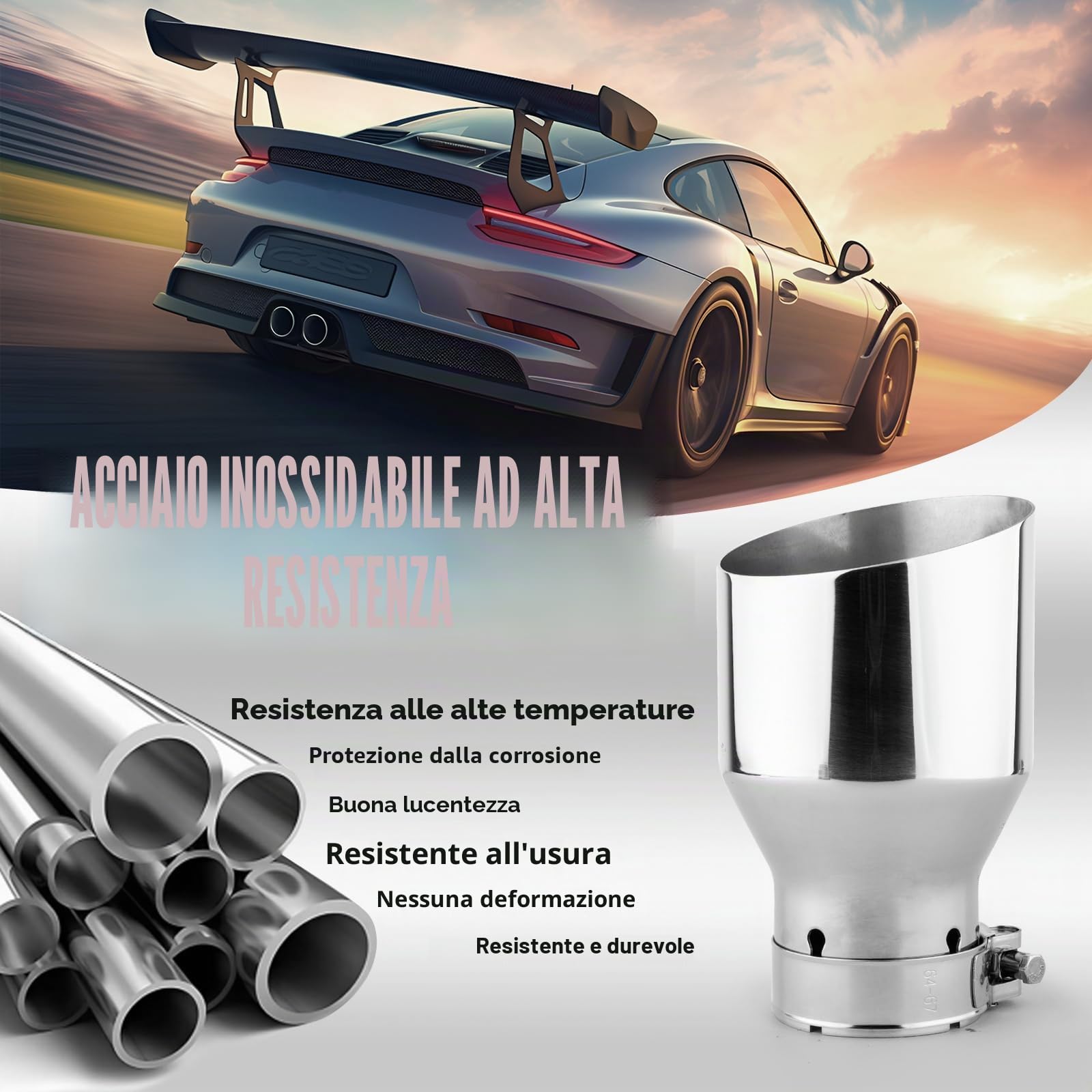 Catekro 63mm/2.5" Terminale Scarico Auto Universale in Acciaio Inox