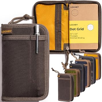 LOCHBY Pocket Journal | Tomoe River 3.5" x 5.5" Notebook | Waxed Canvas | Perfect for Travelers and Everyday Use Fits Field Notes Moleskinkaye