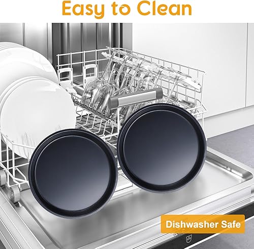 Miniatura 6 de Sartén para pizza de acero al carbono, antiadherente, grueso, profundo, para galletas, hornear, juego de sábanas redondas para pizza, horno de