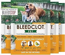 BleedClot Pet First Aid Blood Clotting Powder | The Best for All Animals to Stop Bleeding, Guaranteed | for Minor Cuts and Severe Arterial Bleeding | from The Makers of BleedStop (4 Pouches (0.5 oz))