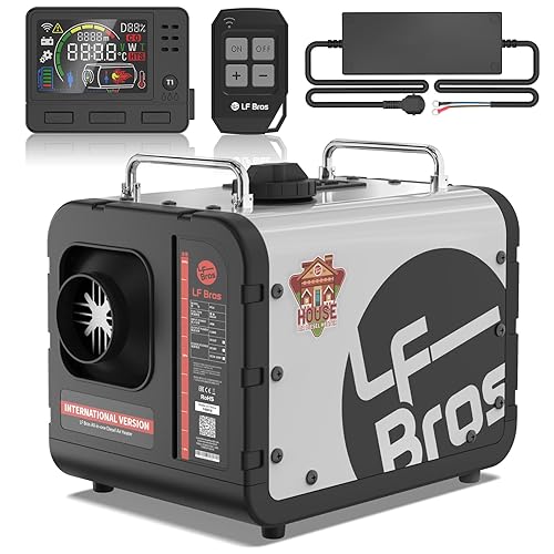 LF Bros 110V/12/24V 5KW Diesel Heater, All-in-One 5L Air Diesel Parking Space Heater with Stylish Design, Come with Remote Control and LCD Screen, Suitable for Home Shop Garage Camper