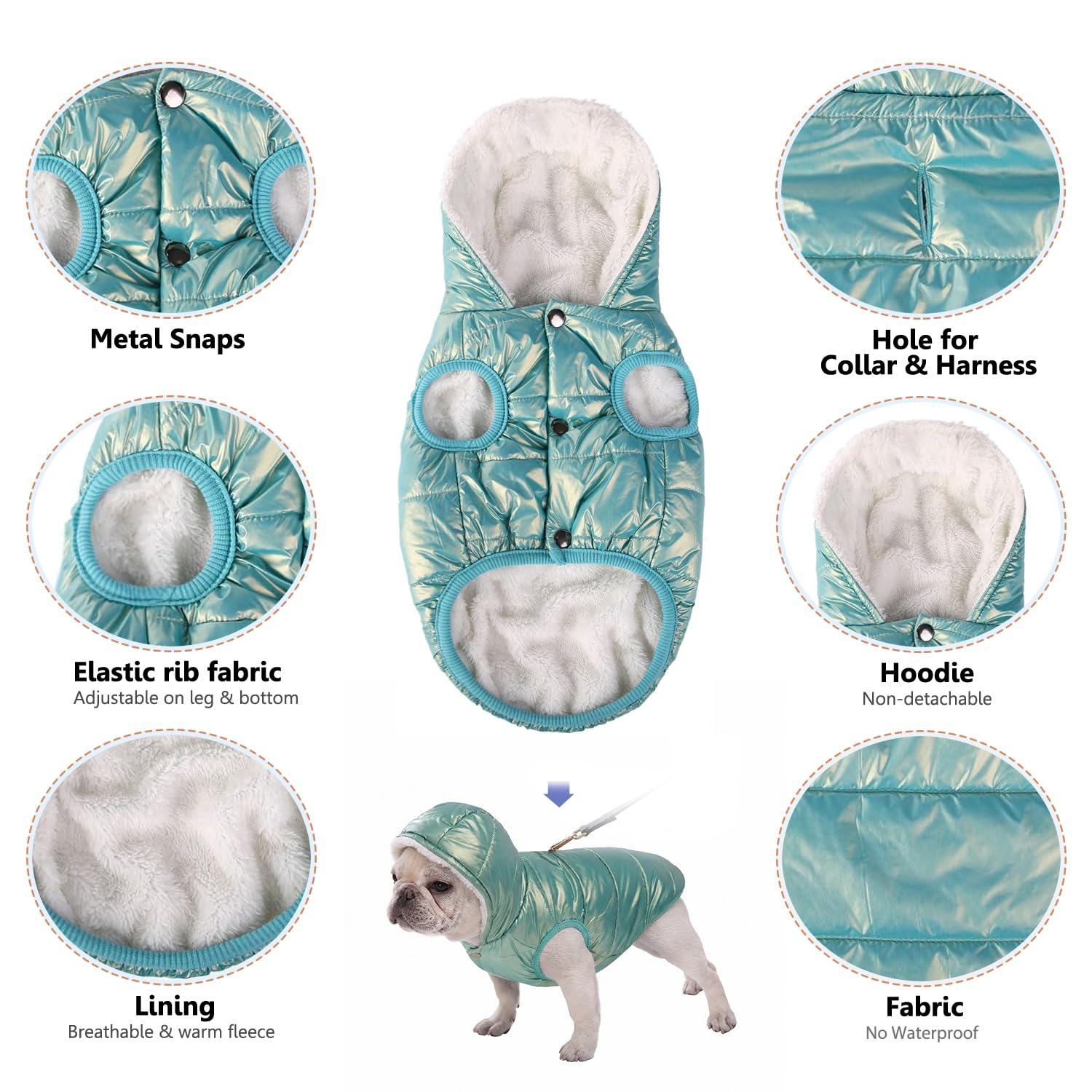 Sudadera con capucha de forro polar, abrigo impermeable resistente al viento, chaqueta cálida de invierno para perros, ropa para mascotas para clima frío, chaleco para ropa para mascotas, chaleco para