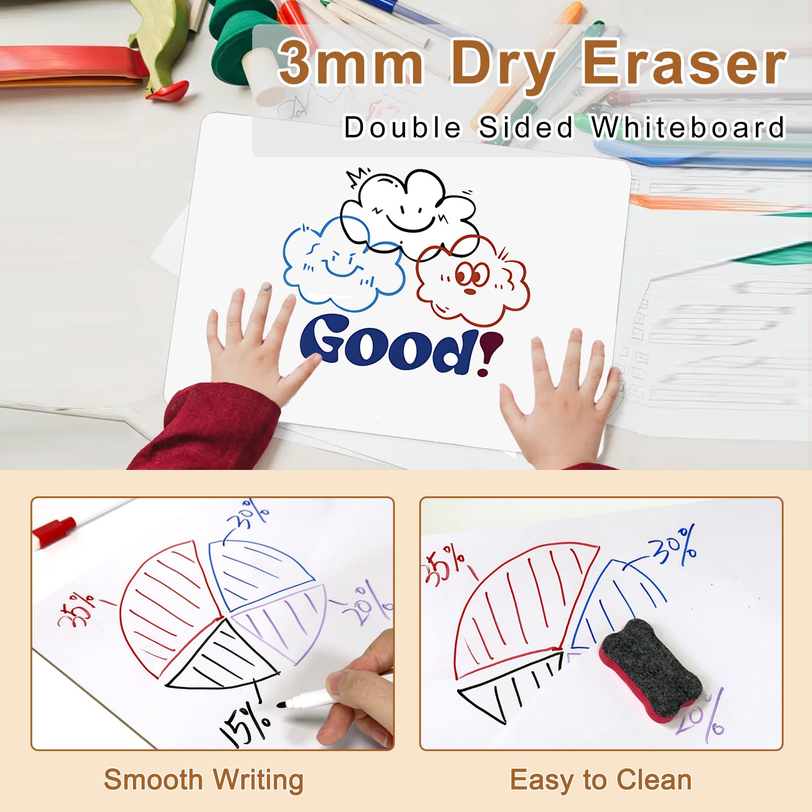 ARCOBIS Magnetisch Whiteboard Klein, Mini A3 Whiteboard 40x30cm Magnettafel Wand HäNgende Doppelseitige Tafel füR Planung, To Do Liste, Schule