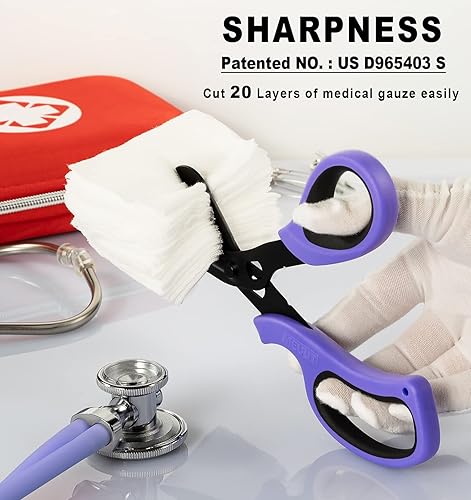 Miniatura 2 de MEUUT Paquete de 2 tijeras de vendaje para trauma, suministros médicos con tijeras médicas resistentes de 8 pulgadas para trabajadores de EMT