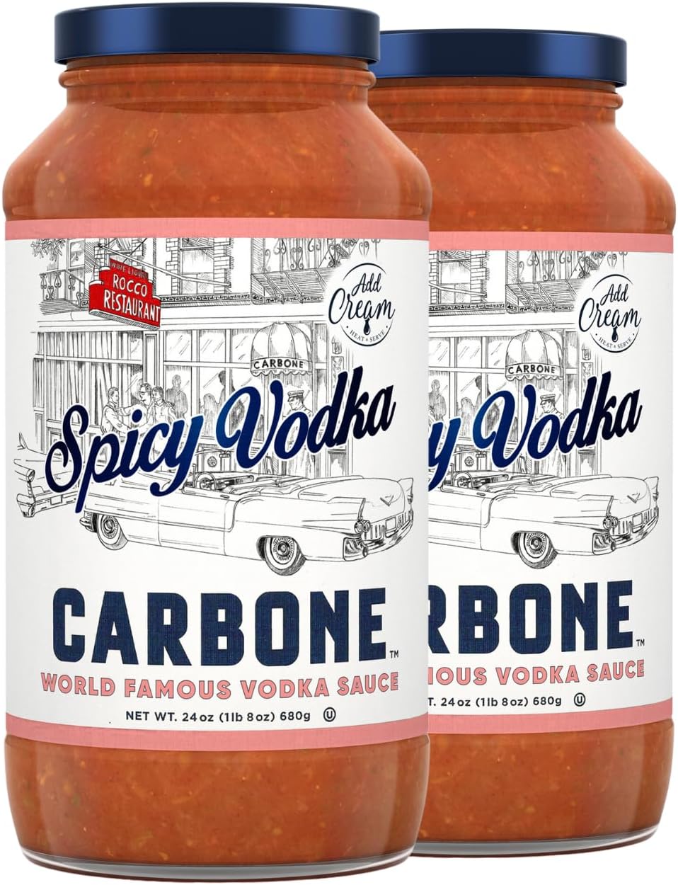 Carbone Spicy Vodka Pasta Sauce | World Famous Signature Recipe | Slow-Cooked with 100% Italian Tomatoes | Vegetarian, Gluten Free, Low Carb, Keto Pasta Sauce, 24 Fl Oz (Pack of 2)