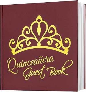 Calculs Libro De Firmas para Quinceañera Guest Book 15th Quinceanera Party Favors 8.5” Gold Book Polaroid Photo Album Decorations
