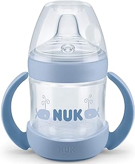 Nuk Nature Sense Trinklernflasche, Auslaufsicher, Extra Breite & Weiche Trinktülle, 6-18 Monate, BPA-frei, 150ml, Blau
