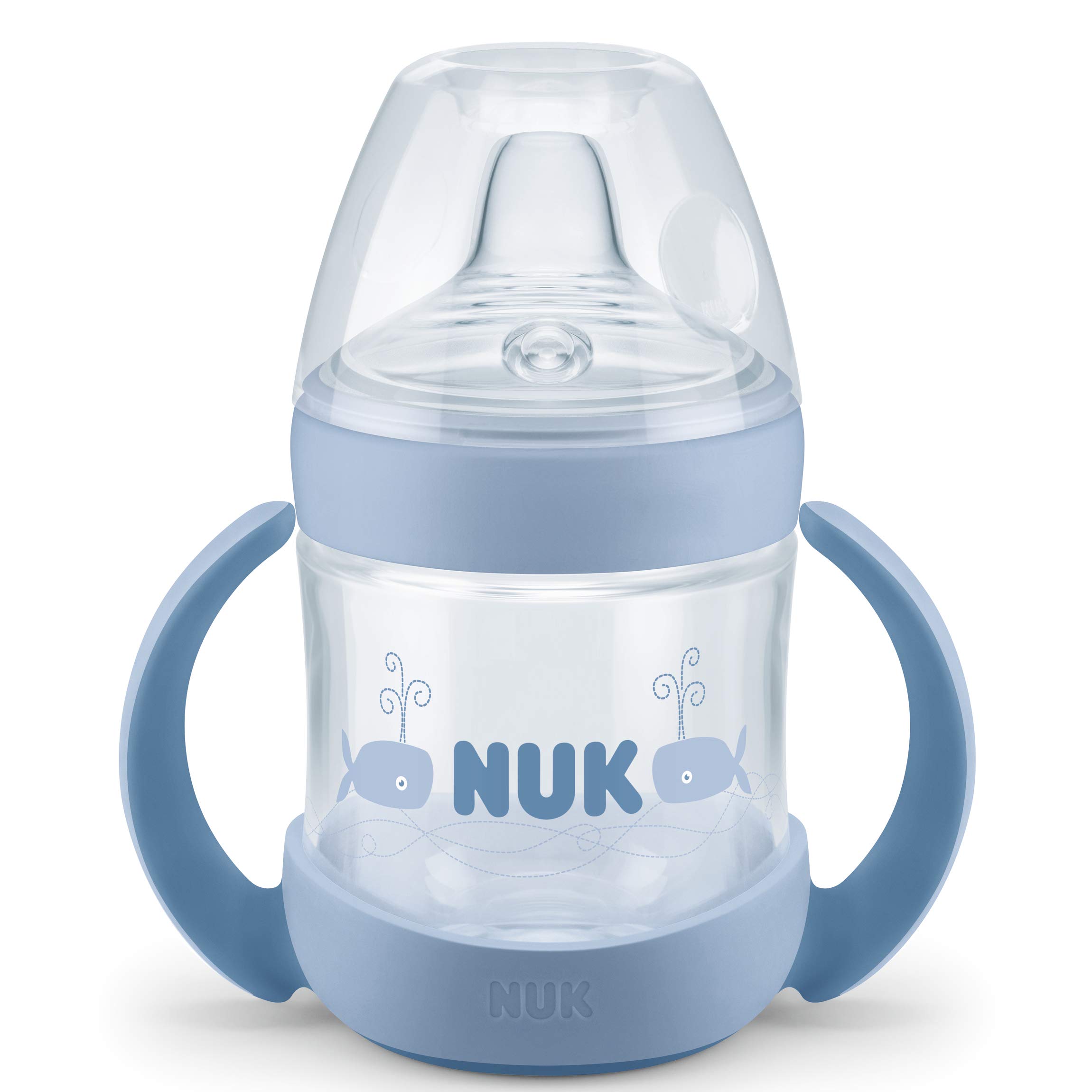 Nuk Nature Sense Trinklernflasche, Auslaufsicher, Extra Breite & Weiche Trinktülle, 6-18 Monate, BPA-frei, 150ml, Blau