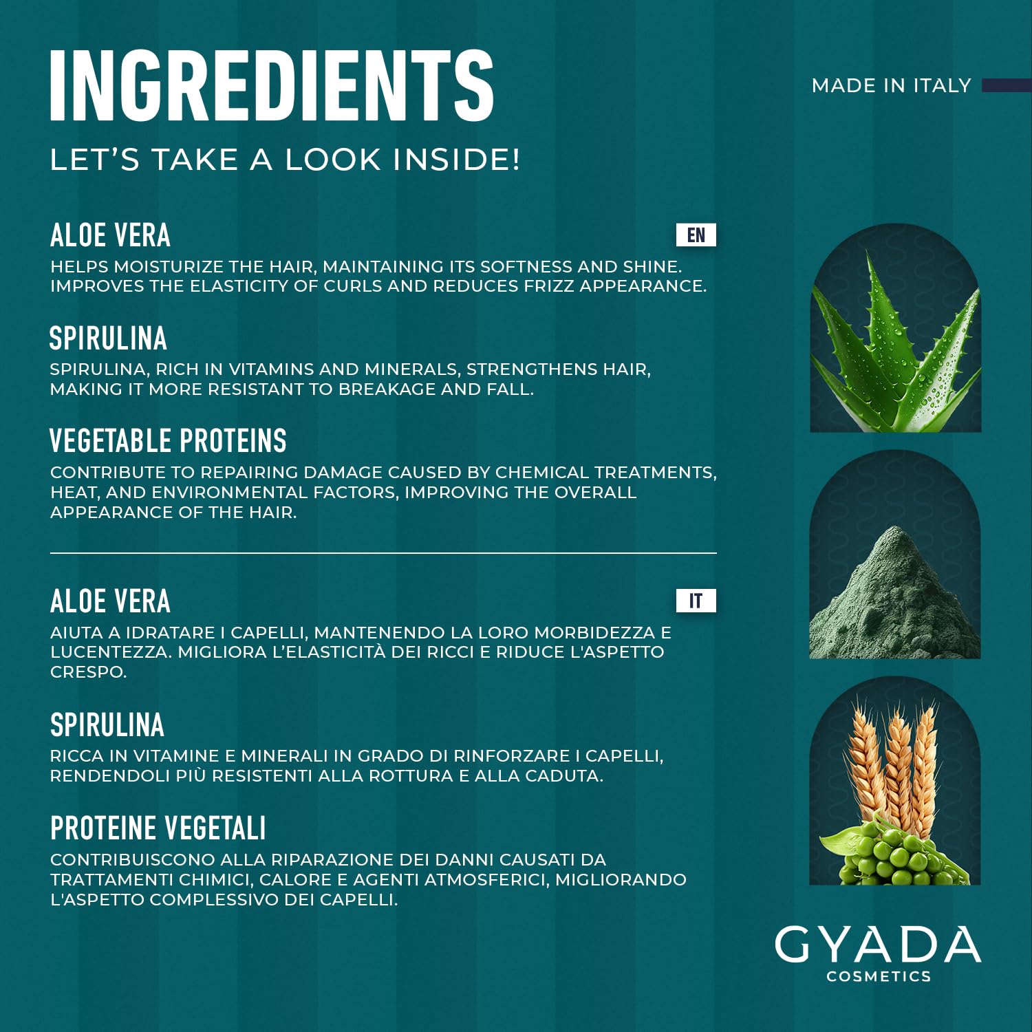 GYADA Strengthening and Repairing Hair Mask with Spirulina - Hydrating & Nourishing Mask for Dry & Damaged Hair - Anti Hair Loss - Vegan & Green Formula - Cruelty Free - 8.45 Fl Oz - Image 5