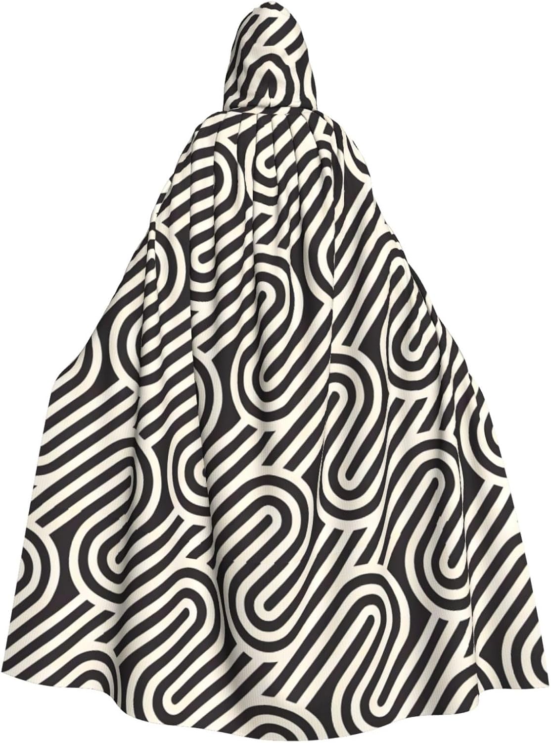 Black Curved Texture Men Women Halloween Role Play Party Decoration Hooded Poncho