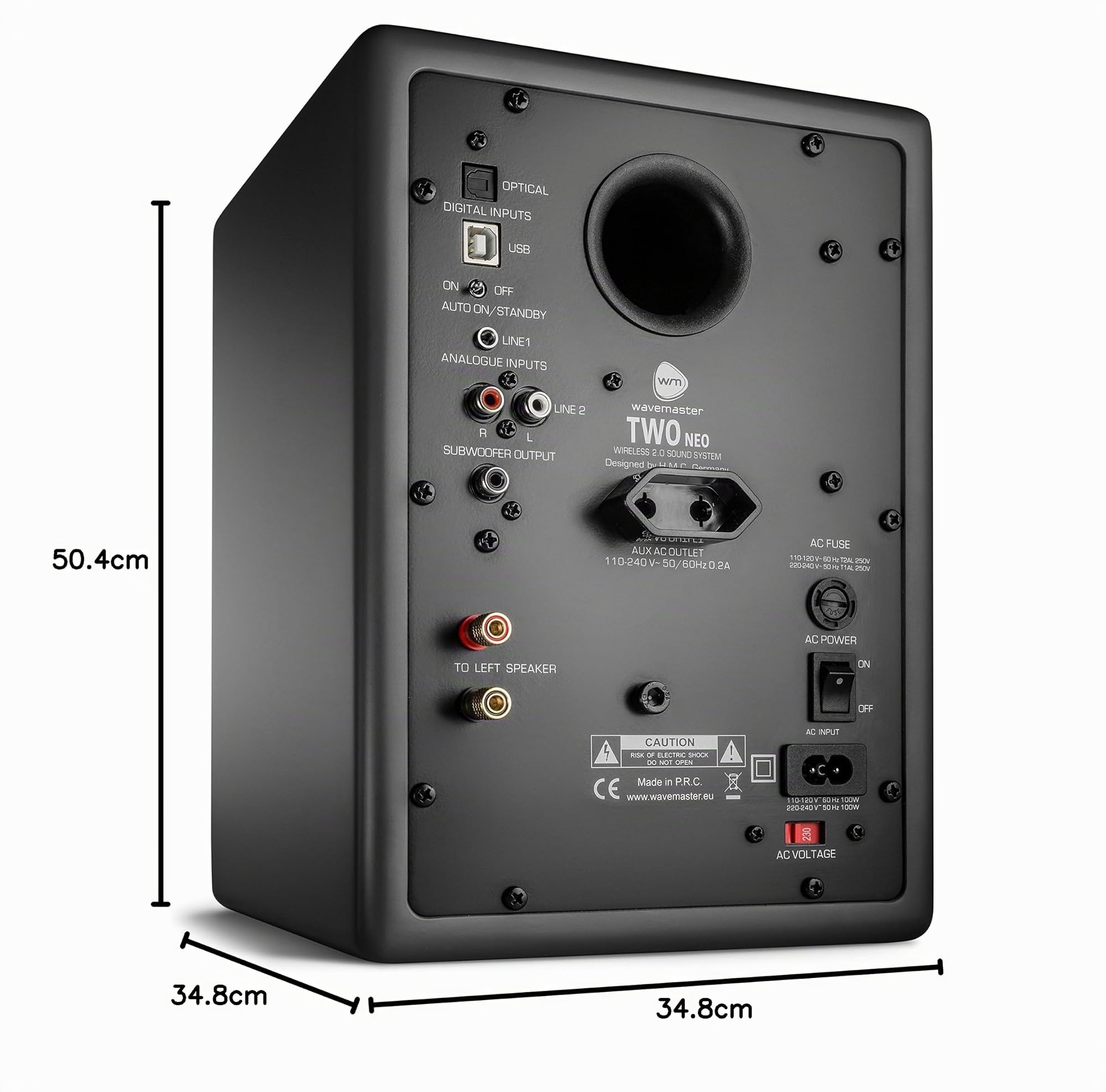 wavemaster (66364) TWO NEO stone gray - Kit d'enceintes bibliothèque 2.0 (60 Watt) avec streaming Bluetooth, connexions digitales et analogiques et télécommande IR- Gris Anthracite
