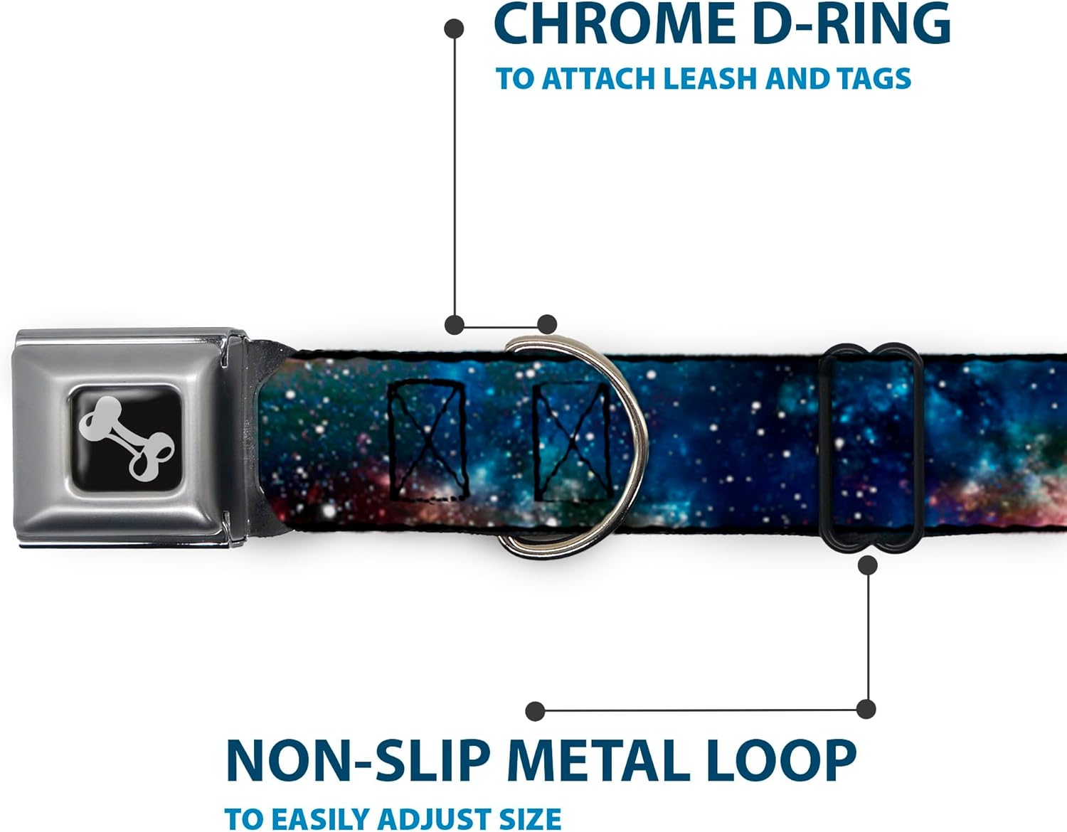 Buckle-Down Seatbelt Buckle Dog Collar - Space Dust Collage - 1" Wide - Fits 11-17" Neck - Medium