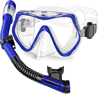 Snorkel Set Adults,Snorkel Mask Anti-Fog Panoramic View Divi
