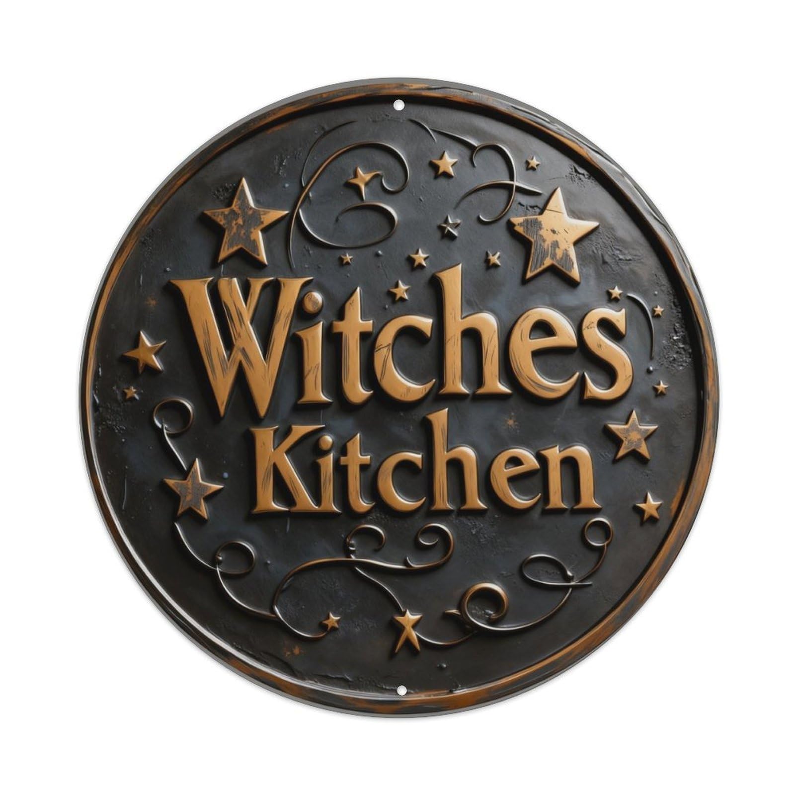 Zlatcbu Vintage Witches Kitchen Magic Emblem Metal Tin Sign Retro Wall Art Poster, Decor For Home Living Room Bar Cafe Garage, 8X8 Inch