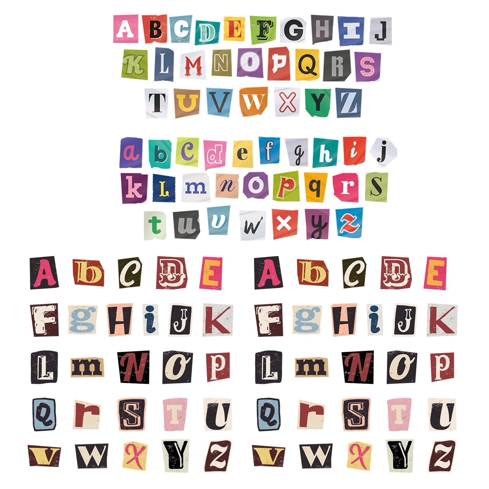 Virelle Colorful Retro Stickers For Scrapbooking, 104Pcs Self Adhesive Alphabet Letter Stickers Vintage Mini Stickers For Journals Travel Scrapbook Diy Craft Supplies, Cool Stickers For Adults Kids