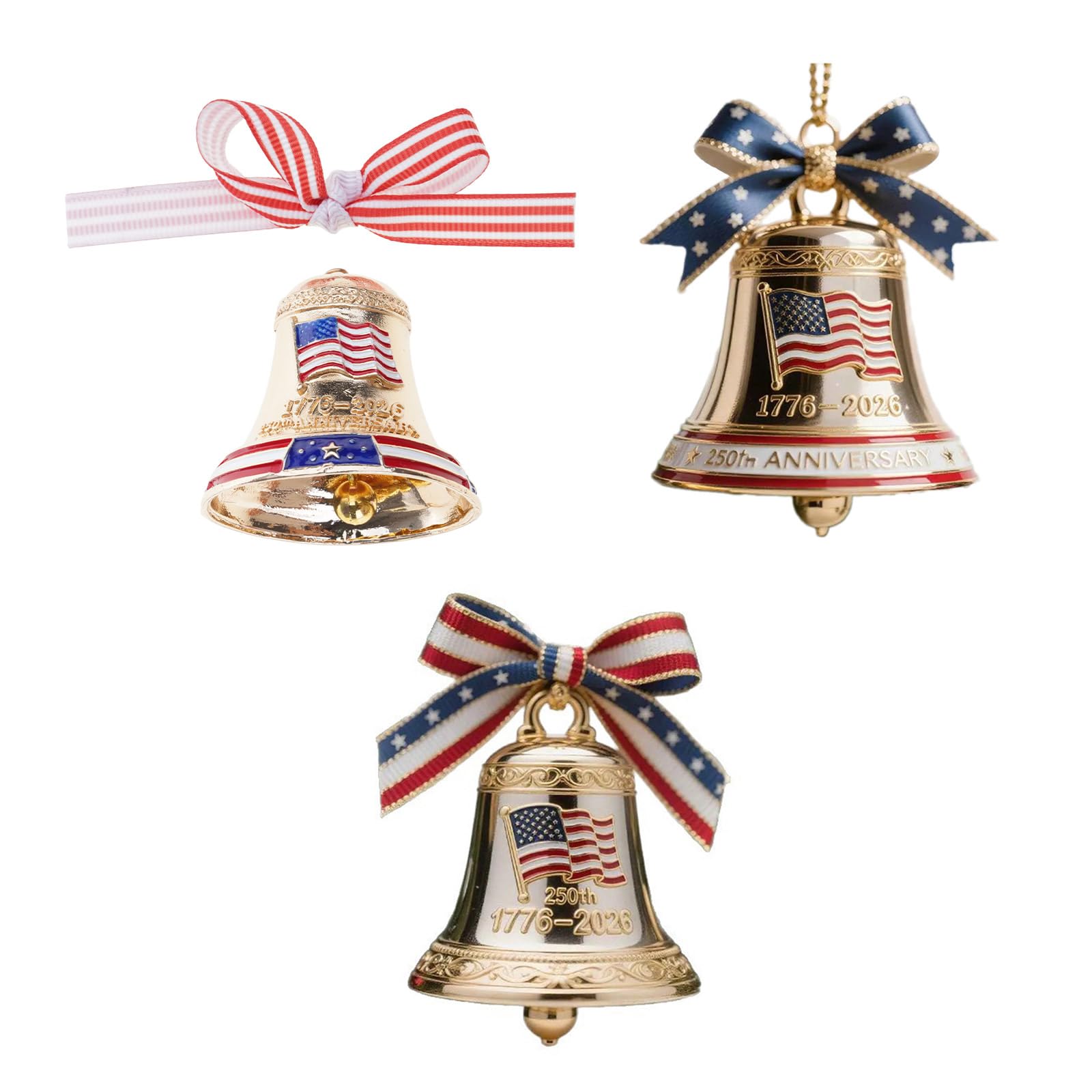 KAQNTUD Christmas Tree Decoration Metal Bells Hanging Decorations Bells 250th Anniversary Ornament for Mantle Shop Window Metal Christmas Bell Decoration