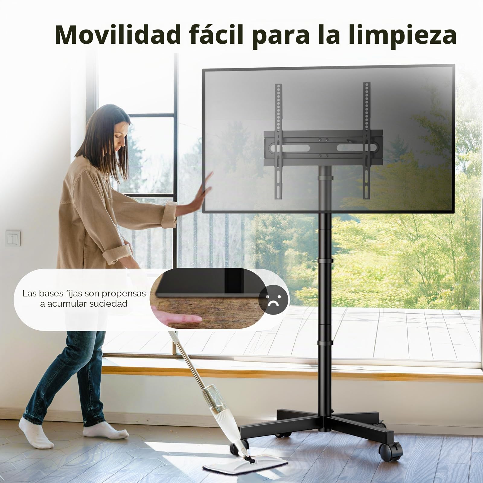 Soporte TV Ruedas para Television de 27 a 60 Pulgadas - Soporte TV Pie Móvil Altura Ajustable | MAX Vesa 400x400mm 40 KG