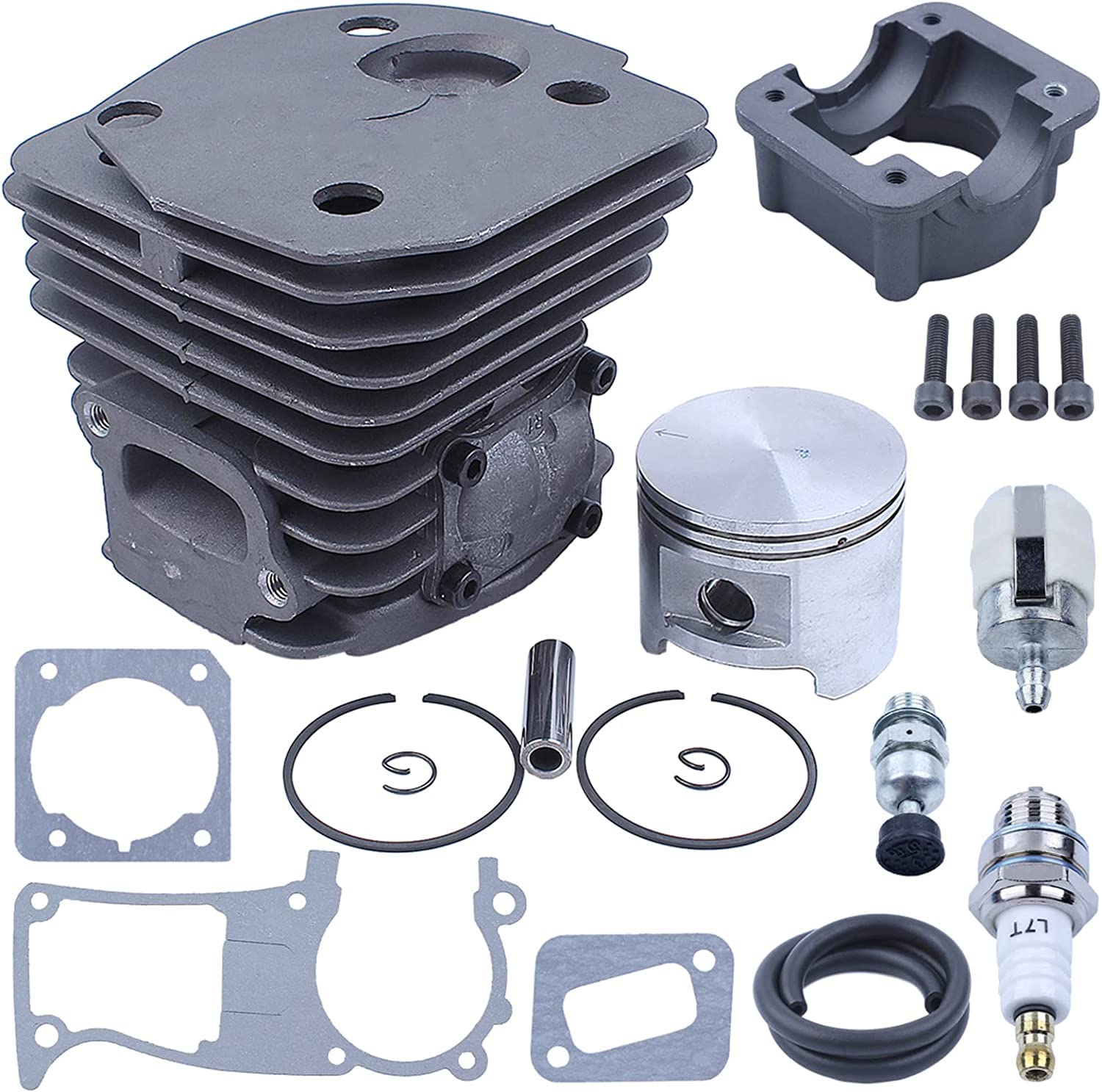 Junta de cárter Motor Cilindro 45 mm, Filtro línea Combustible, Adecuado para motosierras Gasolina 2 Tiempos 353, 351, 350 y 346XP