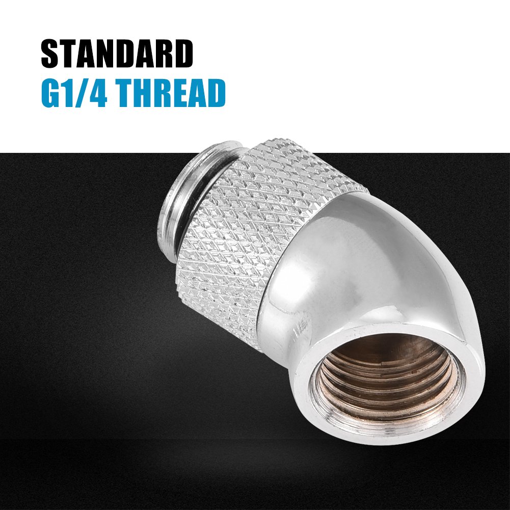 Adattatore Rotante G1/4 Per Raffreddamento Acqua PC: Raccordo A Gomito 45 Gradi, Connettore Filettato In Metallo, Rotazione 360°, Colore Argento