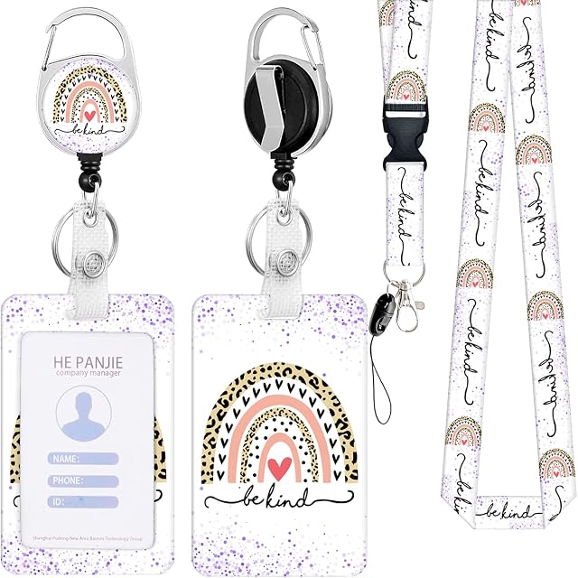 UoQo Badge Holder with Lanyard, Lanyard with id Holder, id Card Holder with Retractable Clip and Retachable Neck Lanyard,Retractable Badge Holder for Women Kid Nurses Doctor Students