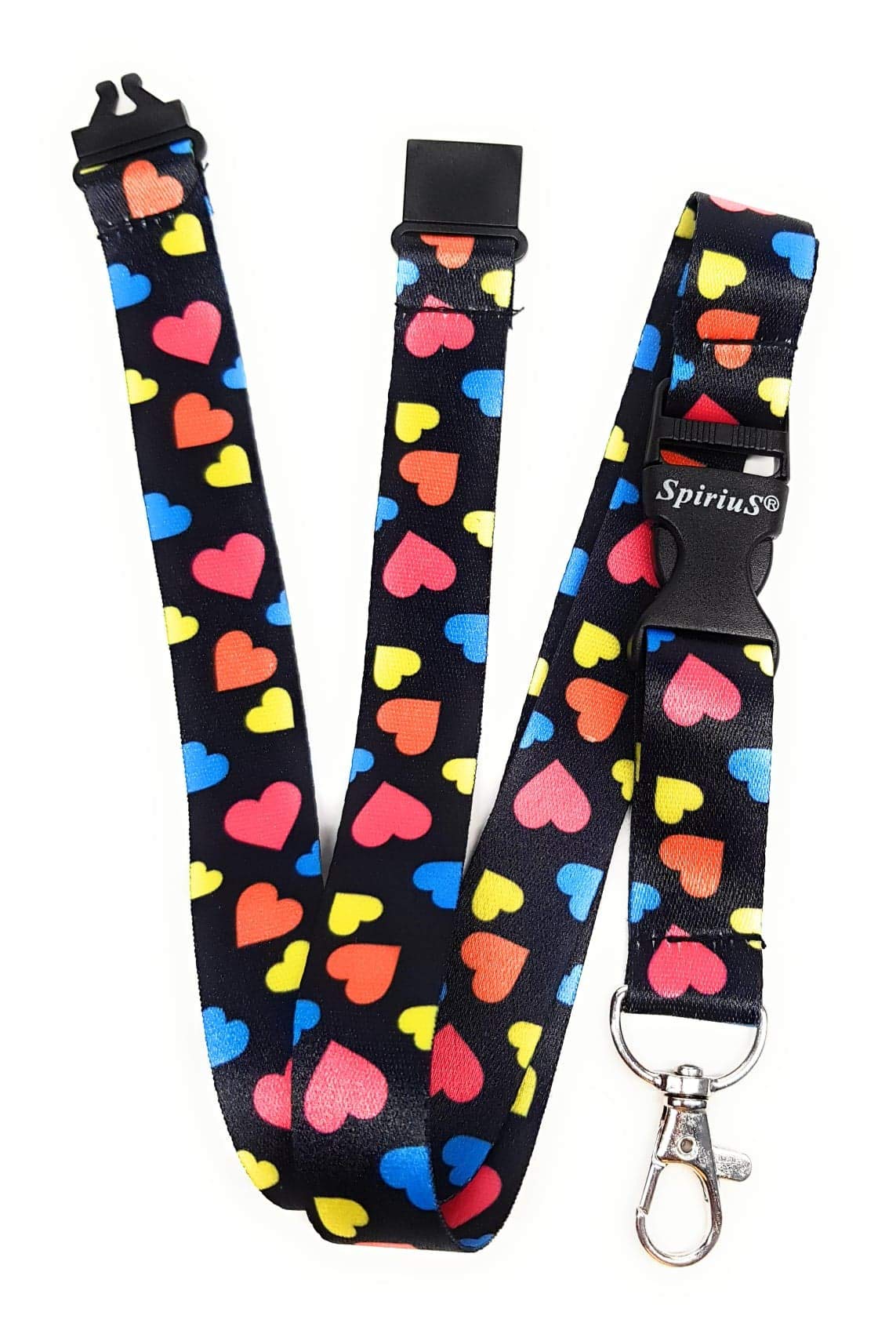 SpiriuS Cordino Da Collo Con Porta Badge In Plastica Morbida Per Chiavi Di Identificazione Mobile Mp3 Porta USB (fiori Unici In Nero - Foto 8