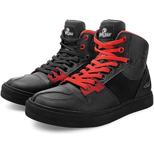 Grapelet Motorcycle Shoes for Men, Anti-Skid Motorcycle Riding Shoes Motocross Protective Boots with Side Zipper, Ankle Support Black,8