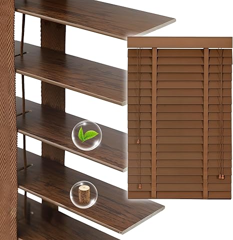 2" Slats Wood Blinds for Indoor Windows, Custom Wood Window Blinds, Wooden Venetian Horizontal Blinds & Shades for Indoor Windows, Office, Living Room, Bedroom