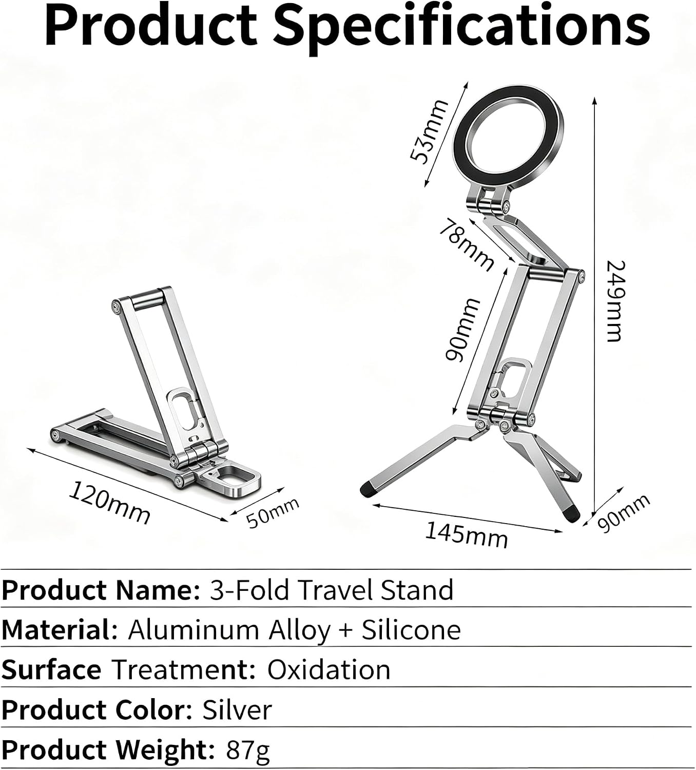 Magnetic Phone Tripod Stand for Vlog, Travel Essentials