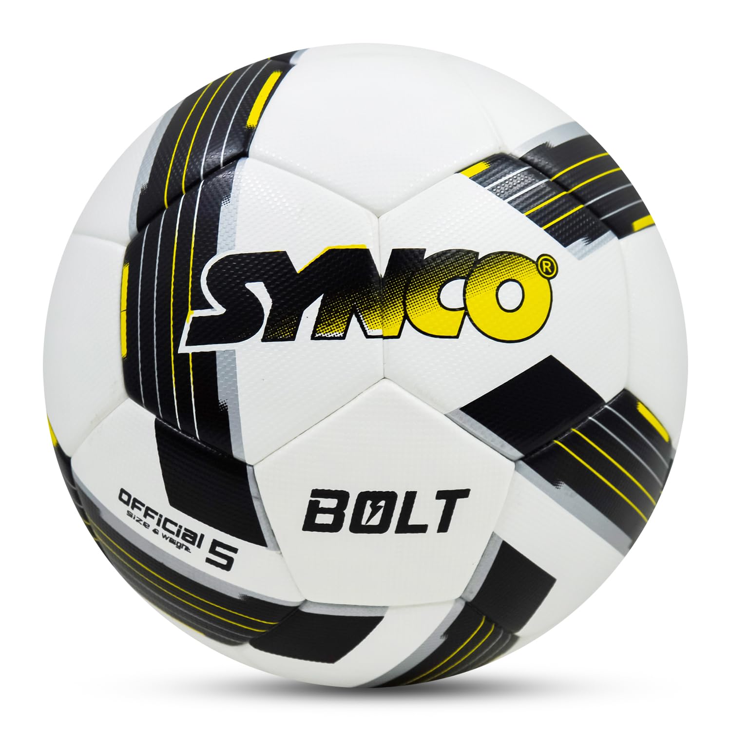 Synco Bolt Thermobonded Football | PU 32 Panel Textured Surface Professional Match Ball | Suitable for Soft & Wet Ground, Hard Ground with Grass & Artificial Turf | Water Resistant Football | Size-5-image-27