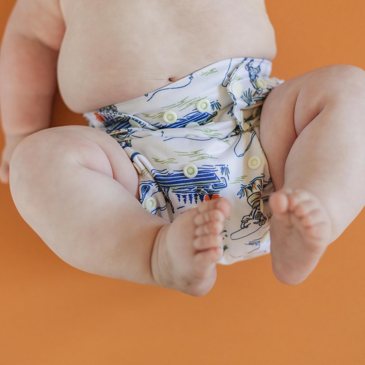Kinder Cloth Diapers Reusable Baby Diapers Pocket Style Athletic Wicking Jersey, Wet Bag, Newborn to Potty Training 7-60lbs, One Size, Inserts NOT Included (Great Outdoors, 5 Pack, Without Inserts)