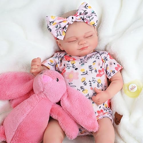 Miniatura 5 de BABESIDE Muñecas realistas de bebé Reborn con moisés  Skylar, 17 pulgadas Sweet Smile Realistic-Muñecas de bebé recién nacidas de cuerpo completo de