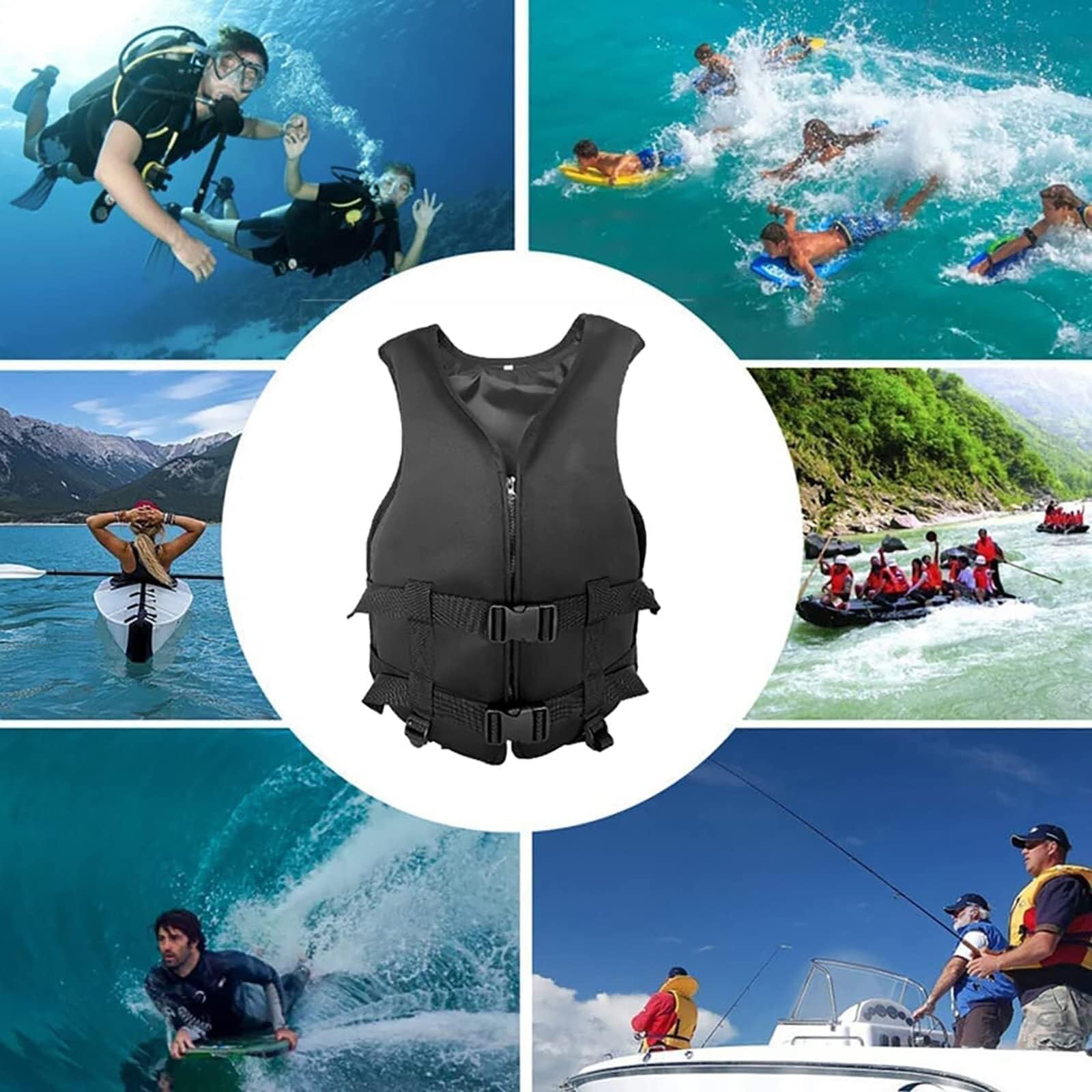 River Vest Unisex Alta Galleggiabilità Portatile Per Surf Canoa Pagaia | Guscio Neoprene Morbido Inserto Schiuma EPE Cinghie Rilascio Rapido Durante Barca Nuoto Svago