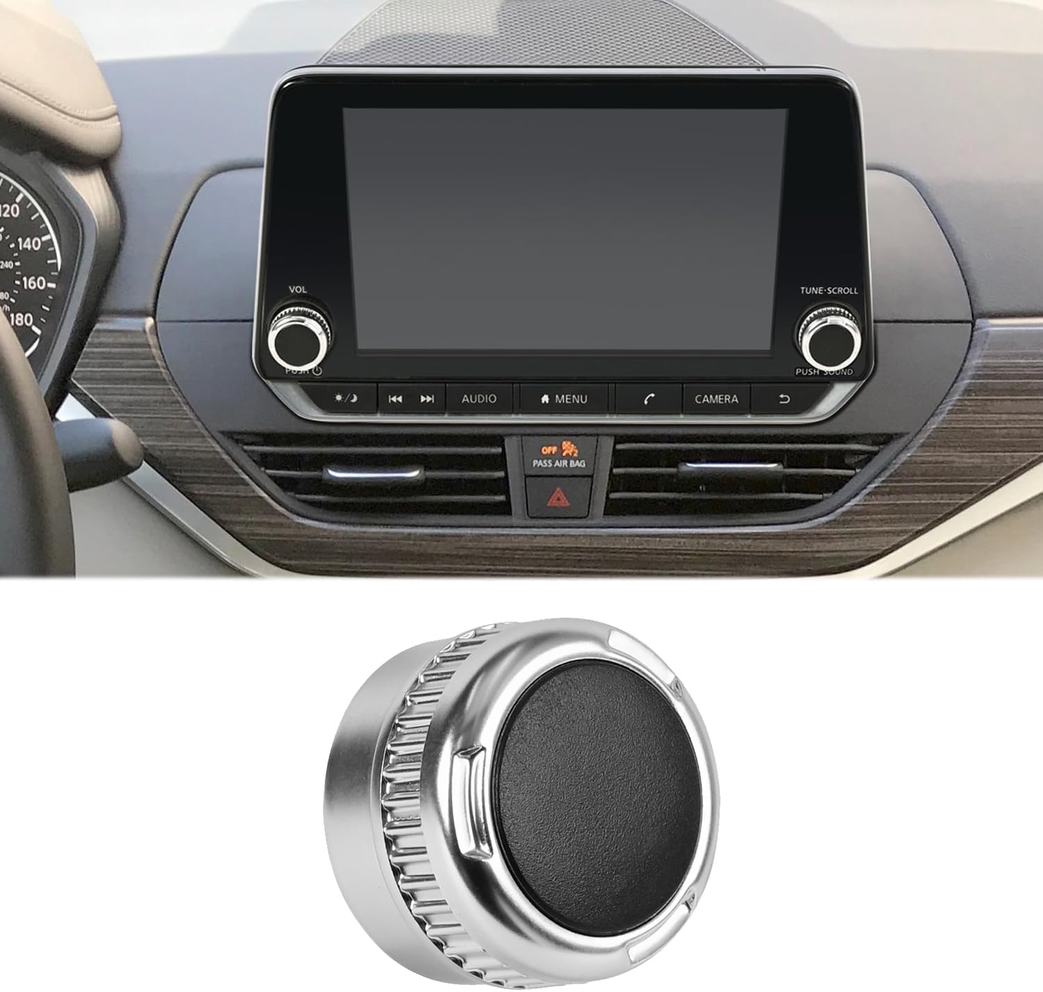 Radio Volume Knob Replacement for Nissan Altima for Sentra for Versa for Juke 2019-2025 and for Nissan Rogue for Pathfinder 2021-2025,Radio Knob Button Stereo Tuner Control Dial Tuner Cap